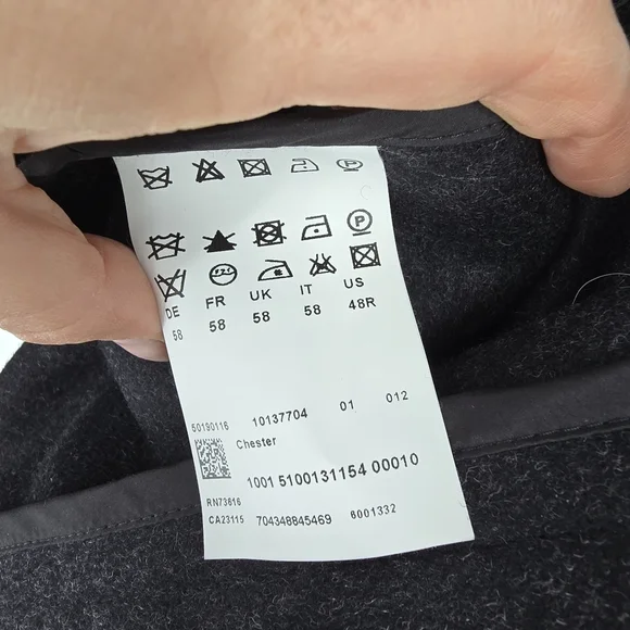 Boss hugo boss cashmere wool mens charcoal black pea coat size 48R - Picture 6 of 8